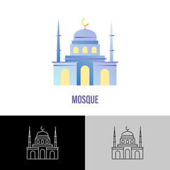 Mosque gradient flat icon. Religious building. Islam religion. Vector illustration.