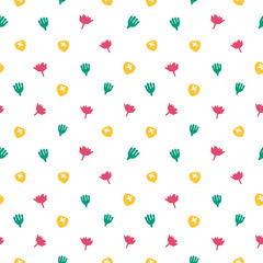 Abstract botanical seamless pattern. Simple flower shape