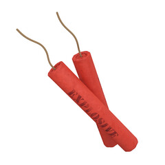 Two red sticks of dynamite on a white background, 3d render