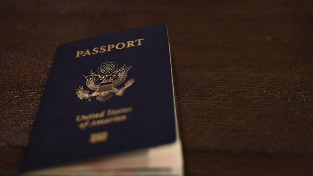 U.S. passport booklet, a sliding view
