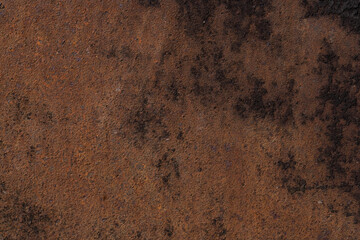 Rusty brown stained background, old grungy iron surface