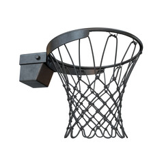 Fototapeta na wymiar Basketball rim in black color bottom view on a white background, 3d render