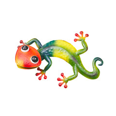 ..Gecko made of vintage metal isolated on white background with cut out
