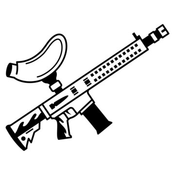 paintball rifle Concept, Heavy Machine Gun vector icon design, Shooting sport symbol, extreme sports Sign, skeet shooting and trapshooting stock illustration