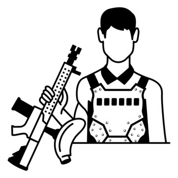 Scenario paintball Officers Concept, Mid-players or Sniper vector icon design, Shooting sport symbol, extreme sports Sign, skeet shooting and trapshooting stock illustration