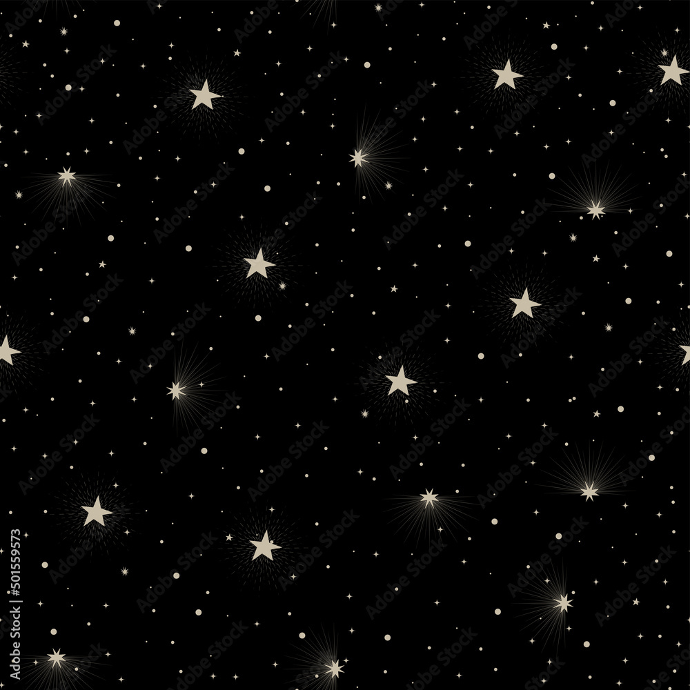 Wall mural magic pattern with constellations and stars. decorative ornament. seamless pattern for astrology, ma