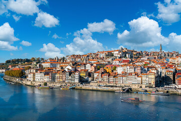 Fototapeta na wymiar Porto, Portugal - november 9 2022 - View over. the old town and the Duoro river