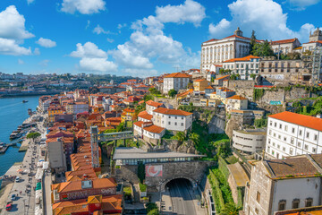 Fototapeta na wymiar Porto, Portugal - november 9 2022 - View over. the old town and the Duoro river