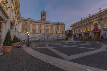 The Campidoglio in Rome Italy. A Square designed by Michelangelo. Golden Hour