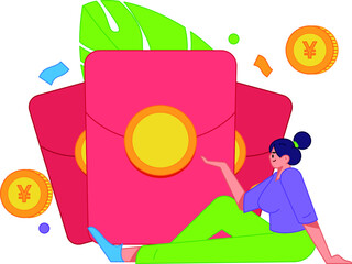 Invite friends to get red envelopes vector concept illustration
