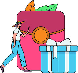 Invite friends to get red envelopes vector concept illustration
