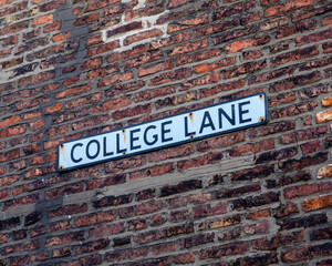 College Lane in Kings Lynn, Norfolk, UK
