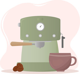 Coffee machine vector illustration for cafes and coffee shops