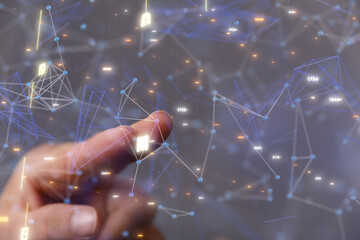 Abstract network of physical devices on the Internet using a network connection with statistics...
