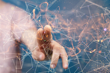 Digital cyberspace with particles and Digital data network connections concept © vegefox.com