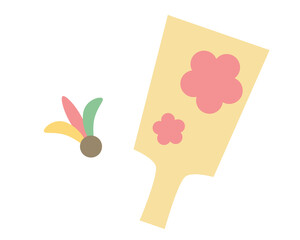 年賀状イラスト素材　羽子板　羽根突き