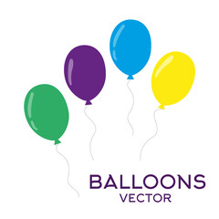 Set of cartoon balloons. Balloons for birthday and party. Flat icon for celebrate. Vector illustration