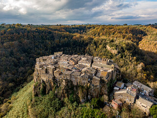 Fototapeta premium Calcata, Lazio, Italy. Aerial drone view.