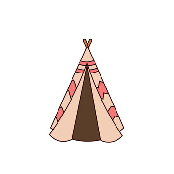 An Indian wigwam. Illustration in doodle style. Print, stickers, pins