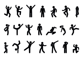 Fototapeta na wymiar stick figure illustration people, vector dancing man