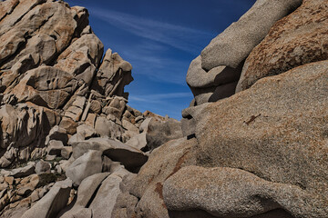 Fototapeta na wymiar Rocks of Valle della Luna, Capo testa, Sardinia, blue sky
