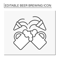  Event line icon. Beer festival. Oktoberfest in Germany. Cheers. Beer brewing concept. Isolated vector illustration. Editable stroke