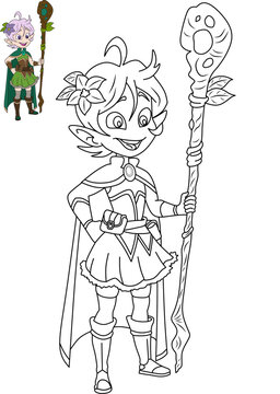 vector image of a witch for a coloring book.