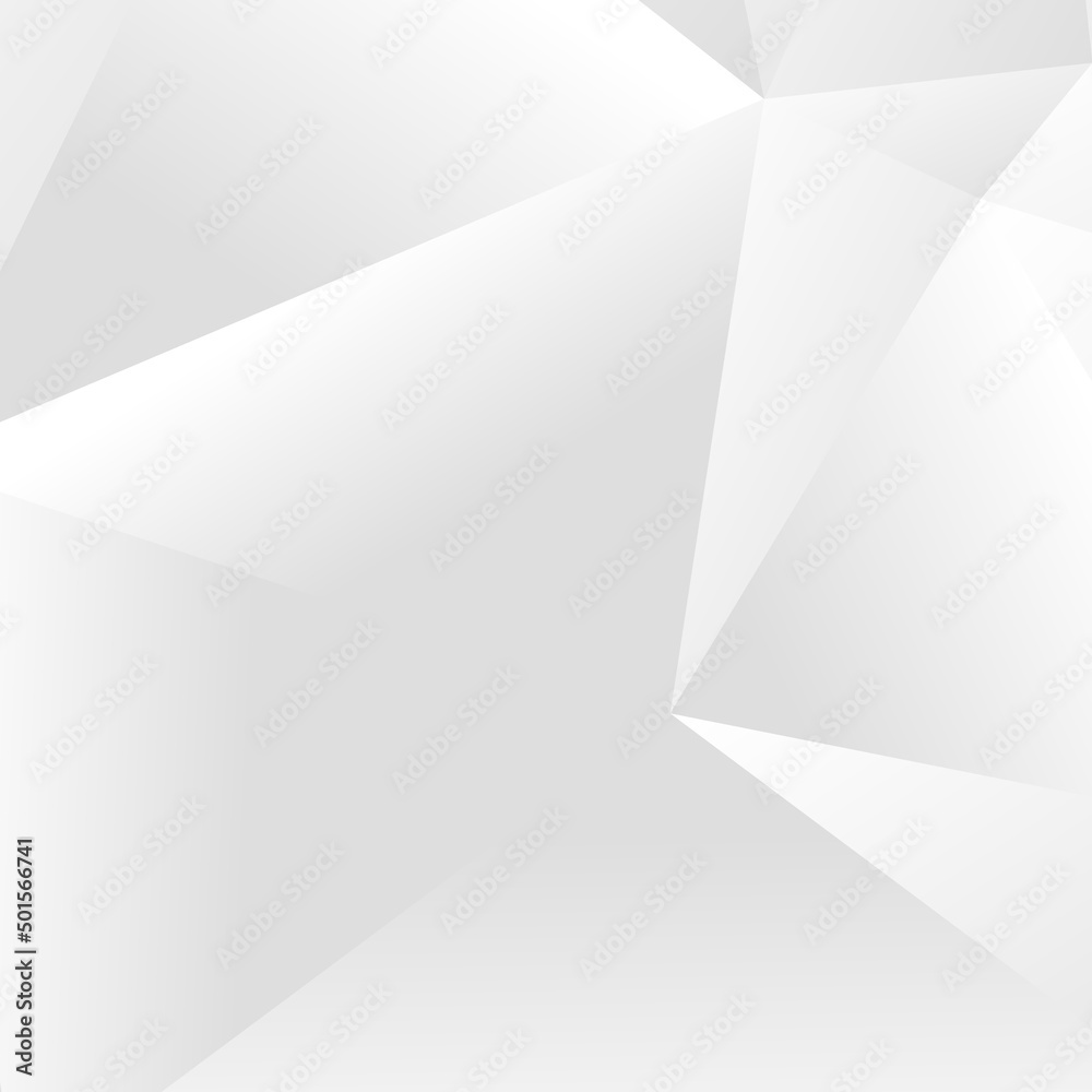Fototapete Abstract white geometric background. Modern minimalist design. Vector illustration with triangles and lines. Monochrome light 3d futuristic design with polygonal diamond  shapes in white gradient