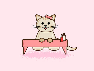 cute cartoon pet in grooming salon