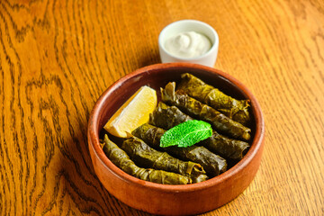 Delicious stuffed grape leaves traditional dish