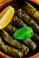 Delicious stuffed grape leaves traditional dish