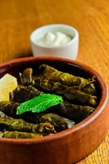 Delicious stuffed grape leaves traditional dish