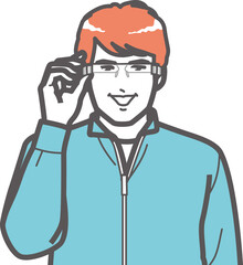 Obraz premium メガネ型ウエアラブルを着ける男性