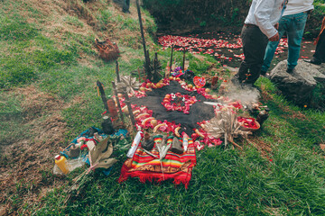Ritual andino del Tumarina que se celebra durante la época del Pawkar Raymi o Celebración del...