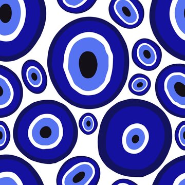 Summer seamless magic evil eye pattern for fabrics and packaging and gifts and cards and linens and wrapping paper
