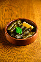 Delicious stuffed grape leaves traditional dish