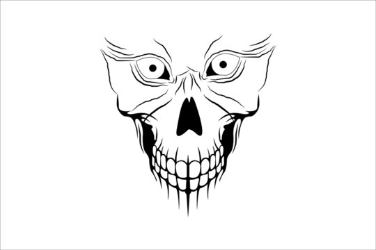 Magic skull entangled with roots skull  for logo and t shirt design