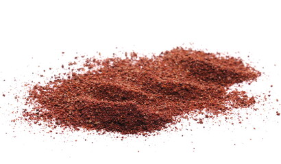 Ground sumac spice, pile isolated on white 