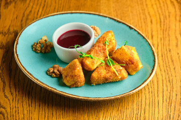 Breaded mozzarella cheese balls with