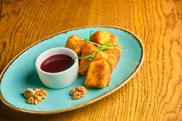 Breaded mozzarella cheese balls with