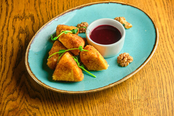 Breaded mozzarella cheese balls with