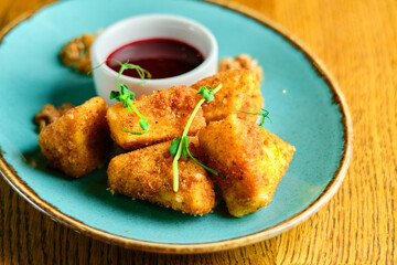 Breaded mozzarella cheese balls with