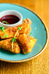 Breaded mozzarella cheese balls with