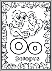coloring page, alphabet english for kids