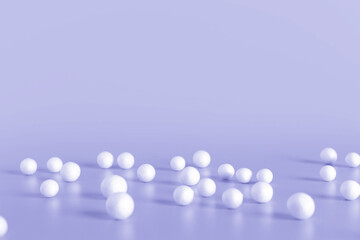 White spheres on light color background.  Copy space for text. Very Peri