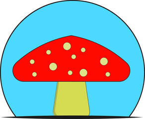 Professionally designed mushroom on a circular blue background