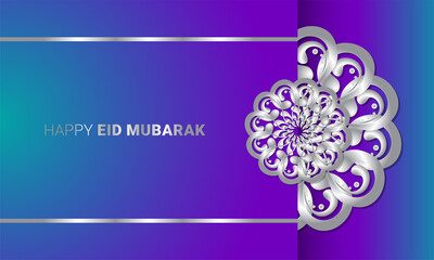 luxury ornamental greetings ied mubarak design background in Silver color