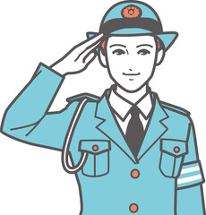 敬礼する女性警察官