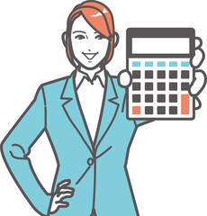 計算機を見せる女性