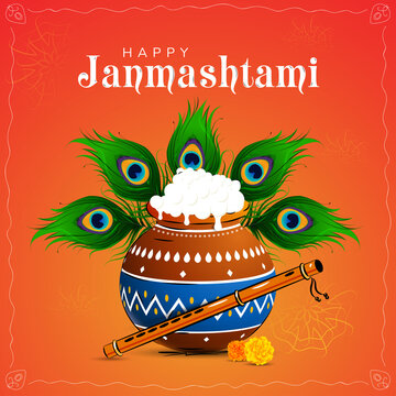 Dahi handi festival of shree krishna janmashtami. vector illustration design